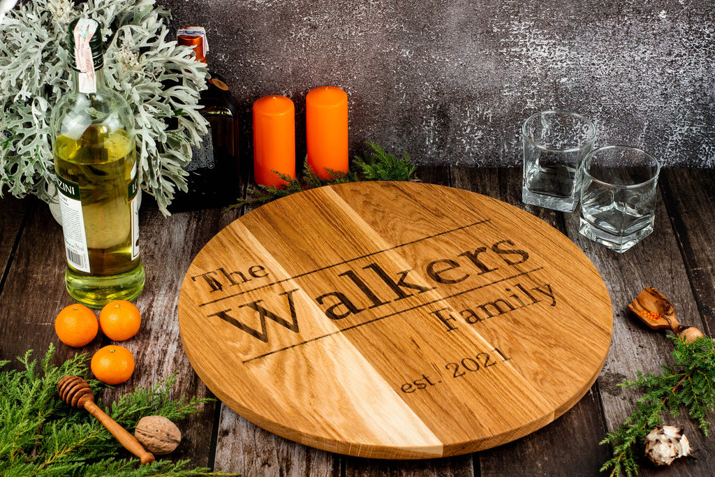 Personalized Lazy Susan, Custom Engraved Turn Table, Lazy Susan Centerpiece, Lazy Susan Serving Tray, Wedding Gift, Anniversary Gift Barrel