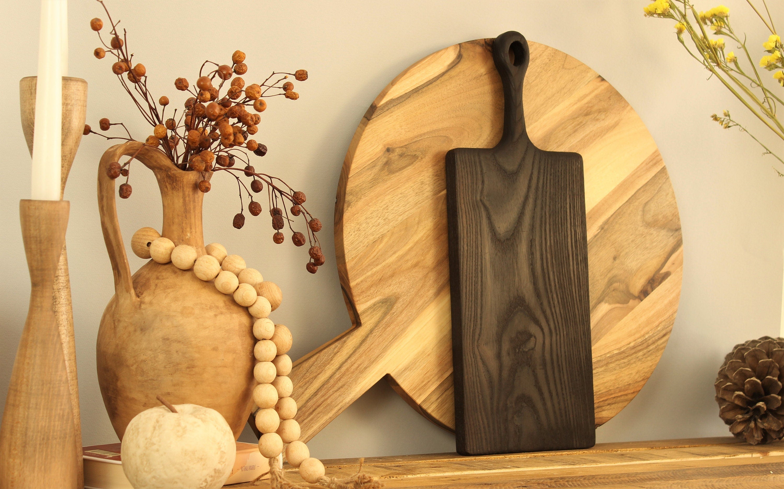 Black Wood Cutting Board – Handmade Burned Ash Serving Board – Modern Kitchen Decor