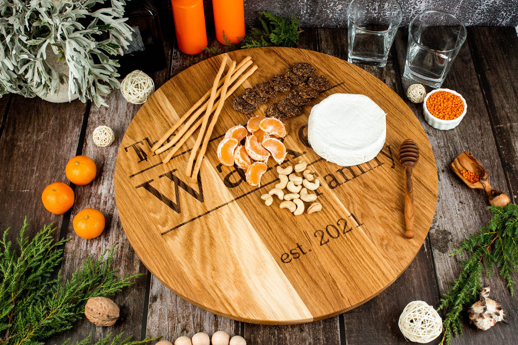 Personalized Lazy Susan, Custom Engraved Turn Table, Lazy Susan Centerpiece, Lazy Susan Serving Tray, Wedding Gift, Anniversary Gift Barrel