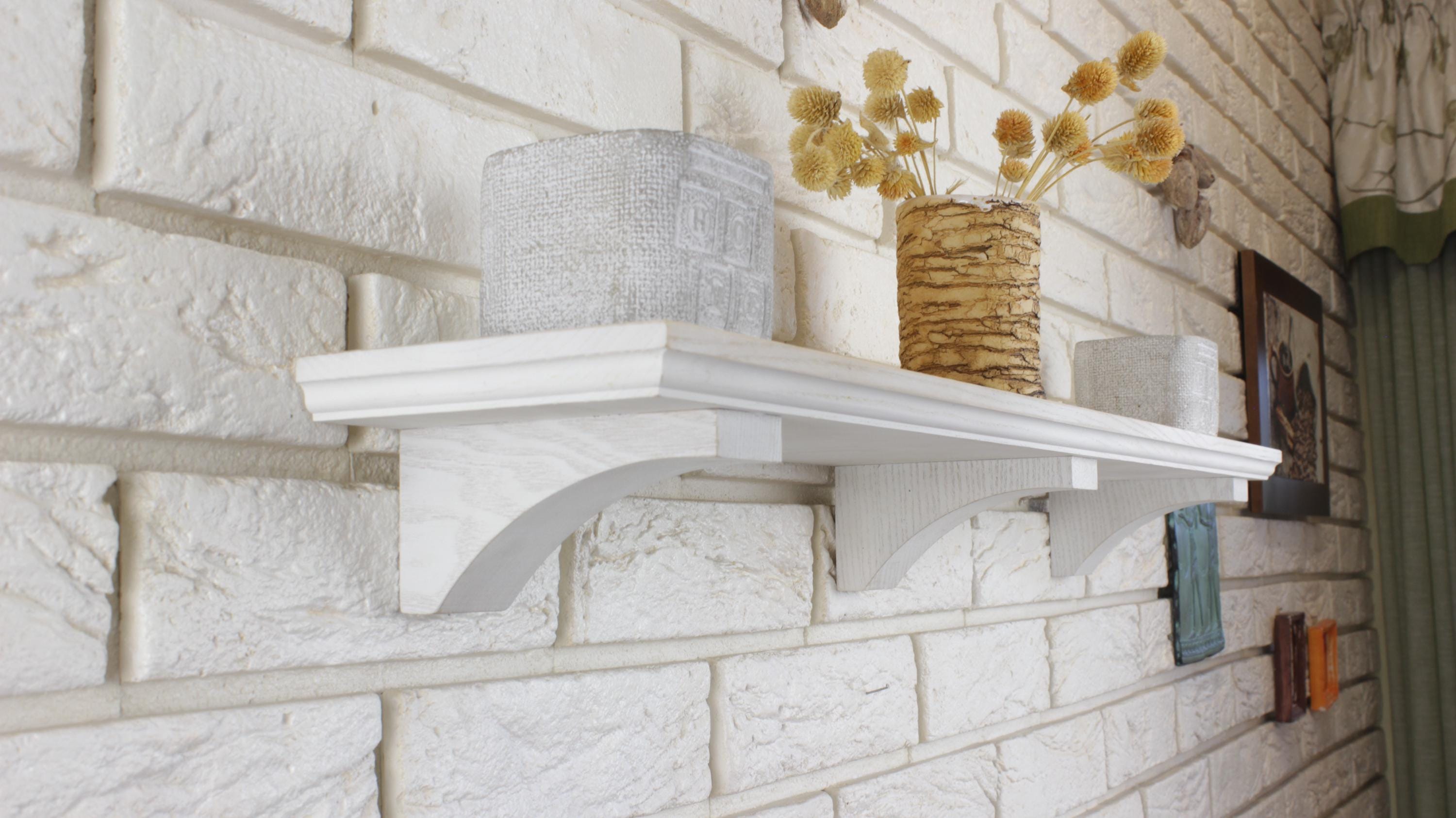 White Wood Floating Shelf: Rustic Wall Decor, Incense Holder