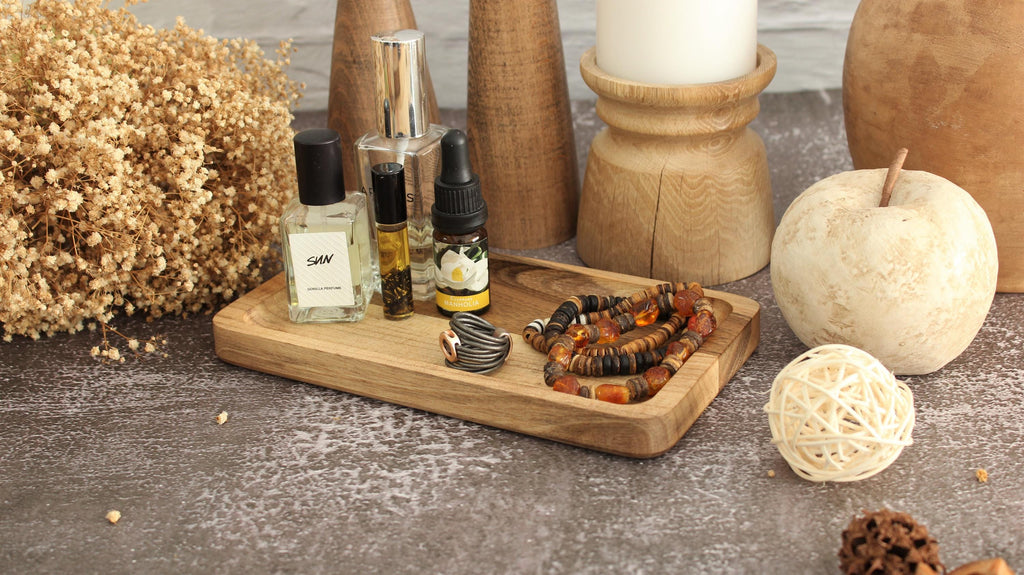 Personalized Walnut Jewelry Tray: Engraved Wooden Desk Organizer