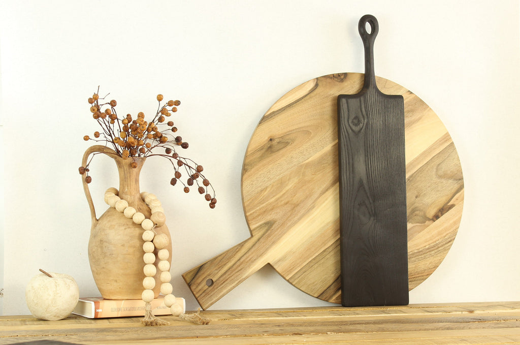 Black Wood Cutting Board – Handmade Burned Ash Serving Board – Modern Kitchen Decor