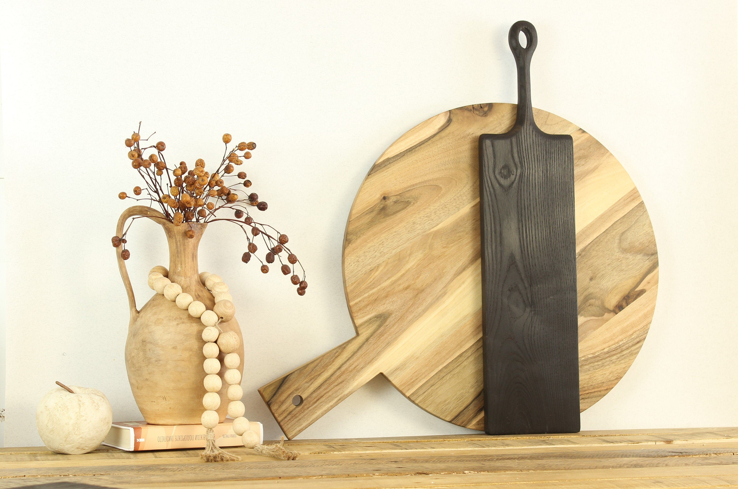 Black Wood Cutting Board – Handmade Burned Ash Serving Board – Modern Kitchen Decor