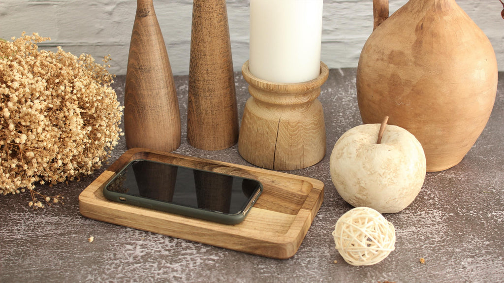Personalized Walnut Jewelry Tray: Engraved Wooden Desk Organizer