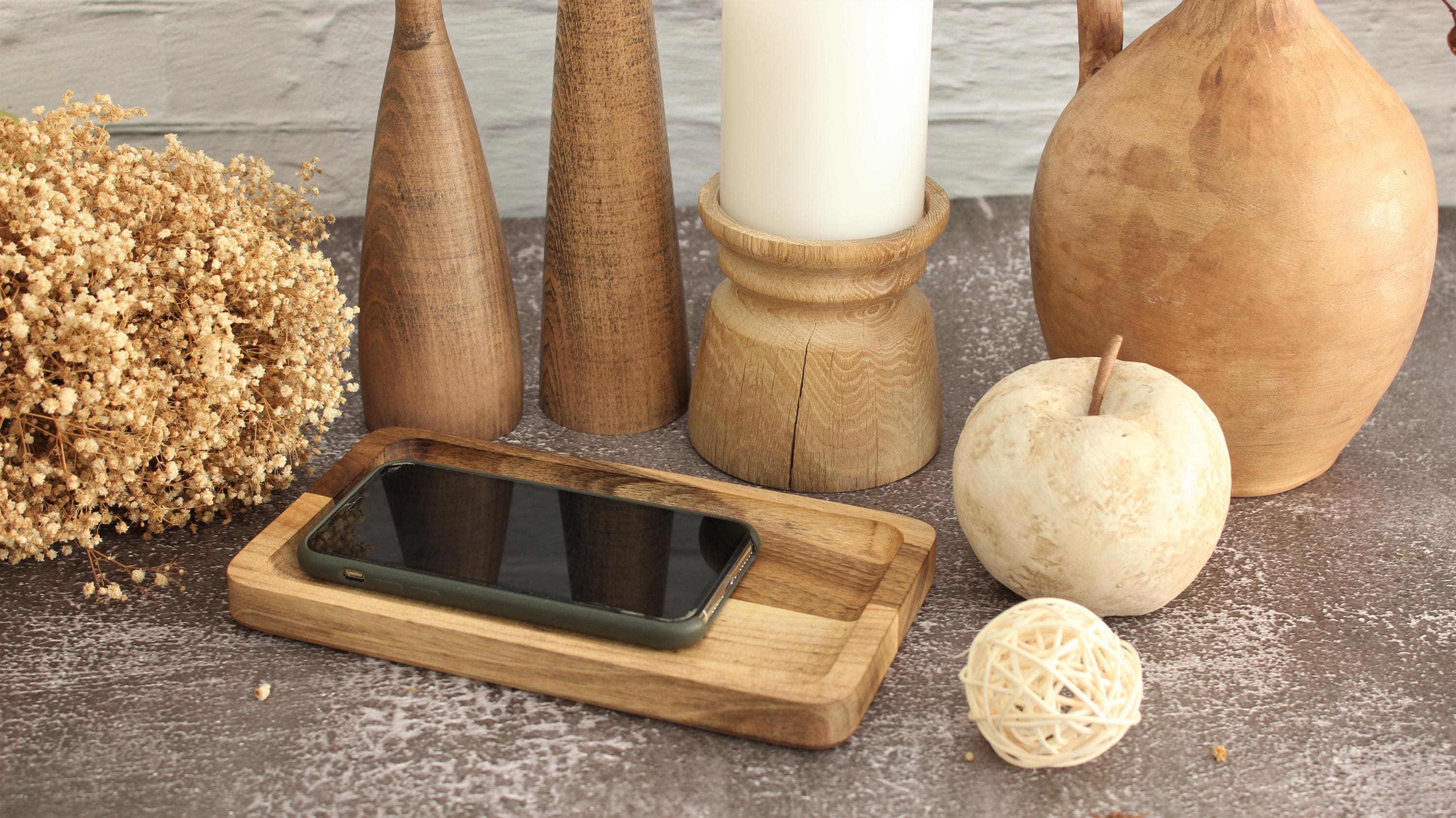 Personalized Walnut Jewelry Tray: Engraved Wooden Desk Organizer
