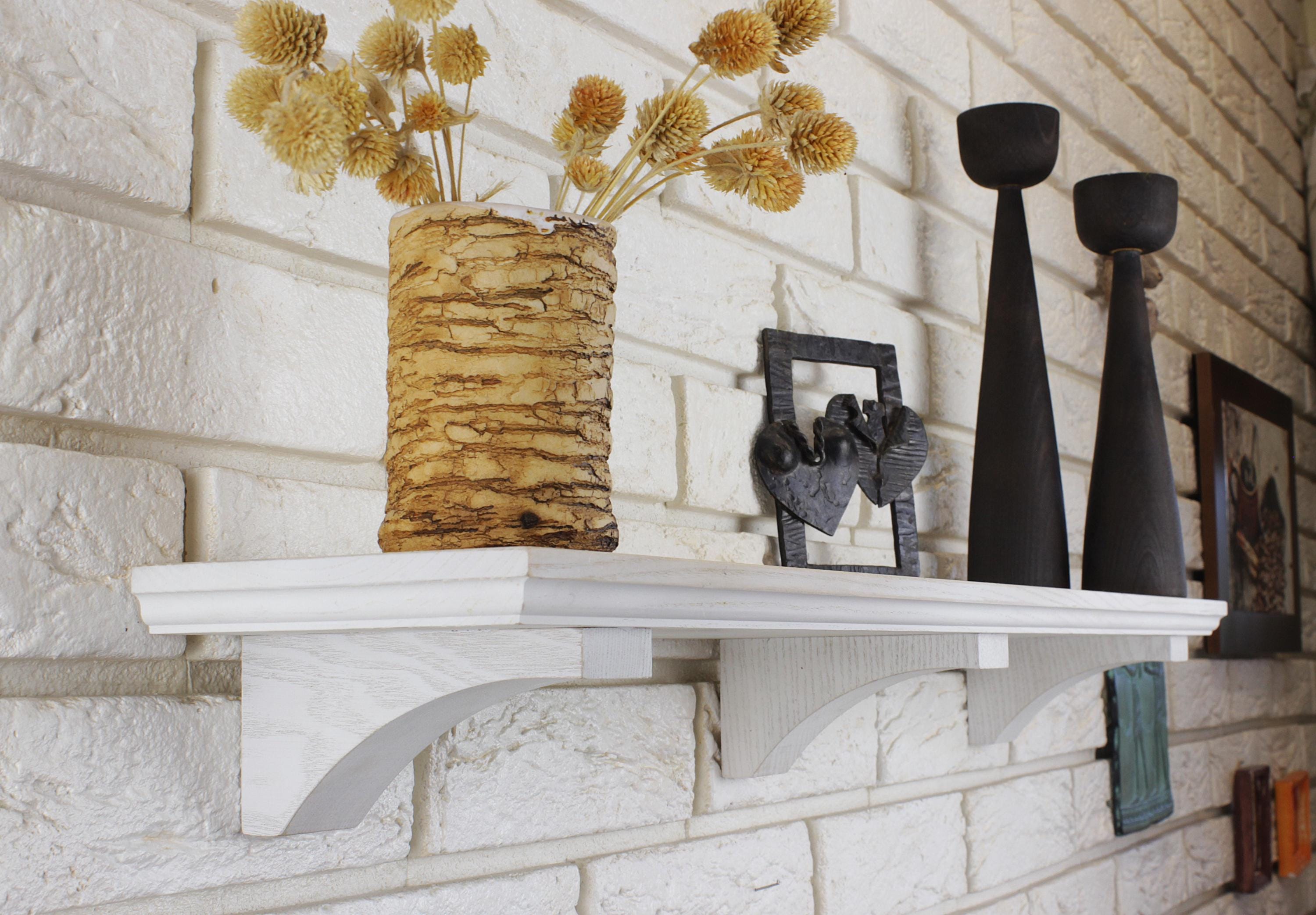 White Wood Floating Shelf: Rustic Wall Decor, Incense Holder