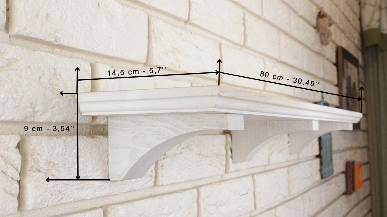 White Wood Floating Shelf: Rustic Wall Decor, Incense Holder