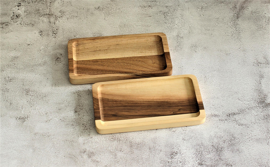 Personalized Walnut Jewelry Tray: Engraved Wooden Desk Organizer