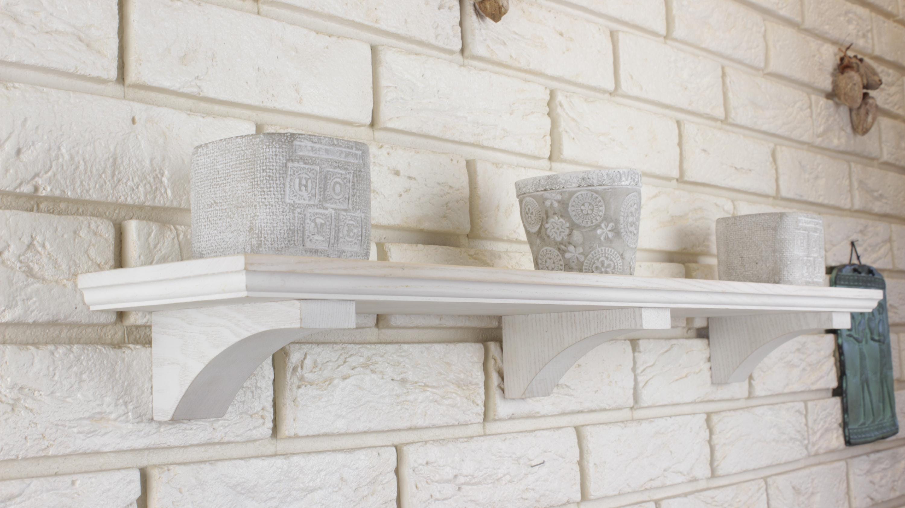White Wood Floating Shelf: Rustic Wall Decor, Incense Holder