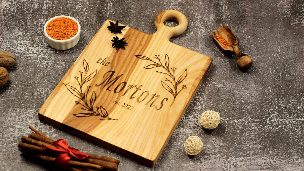 Personalized Charcuterie Board | Custom Housewarming Gift | Wooden Cutting Board for New Home | | Kitchen Decor with Family Name Engraved
