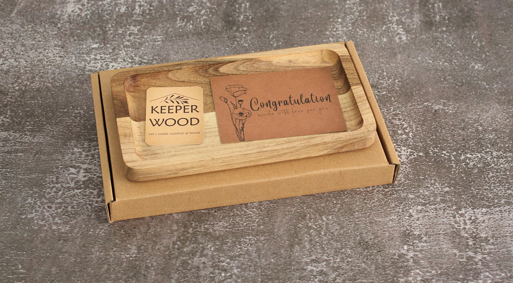 Personalized Walnut Jewelry Tray: Engraved Wooden Desk Organizer