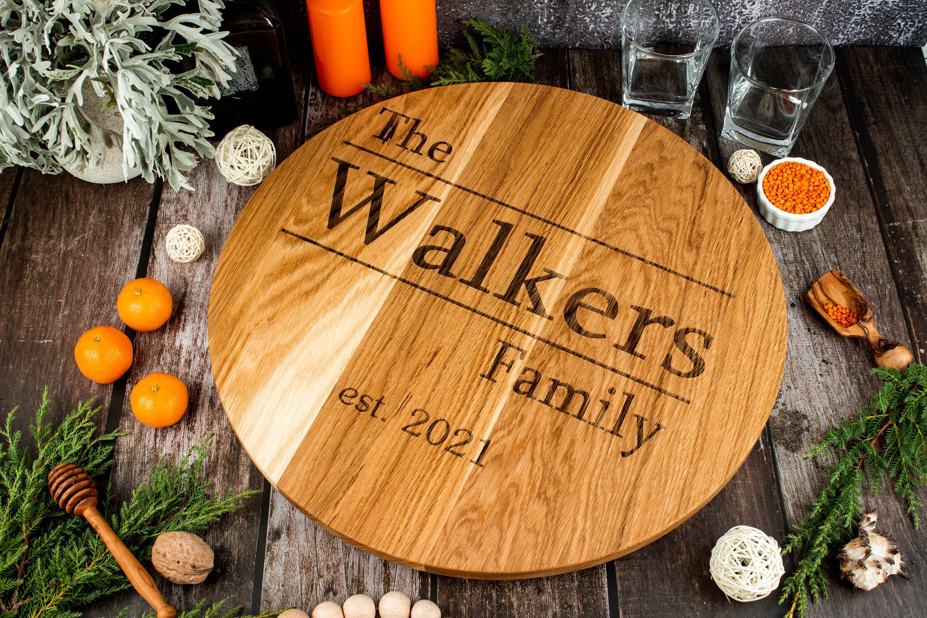 Personalized Lazy Susan, Custom Engraved Turn Table, Lazy Susan Centerpiece, Lazy Susan Serving Tray, Wedding Gift, Anniversary Gift Barrel